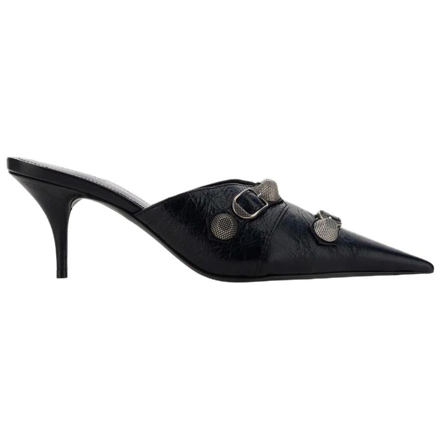 (WMNS) Balenciaga Cagole 80mm Mules 'Black' Women's 714253WAD4E1081