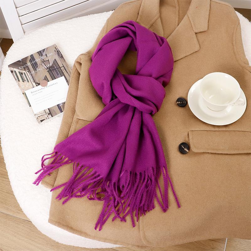 New Designer Luxury Women Warm Scarf Winter Cashmere Shawls Thick Solid Neckerchief Hijab Wraps Tassls Pashmina Foulard
