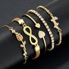 17KM 5pcs Exquisite Butterfly Bracelet Set For Women Vintage Rhinestone Heart Infinity Cuff Bangle Daily Wear Jewelry Gift