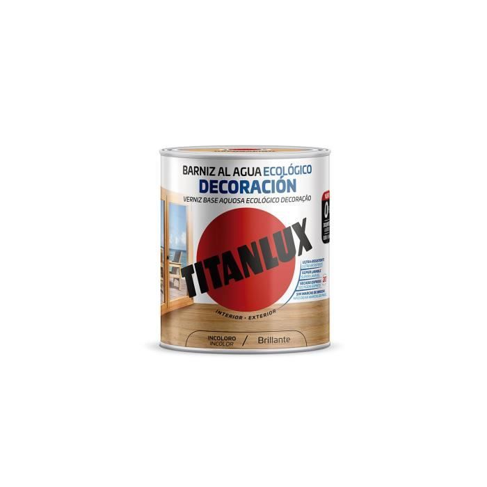 Vernis Ecologique A L'eau Incolore Decoration Brillante 750ml Titanlux M20100034