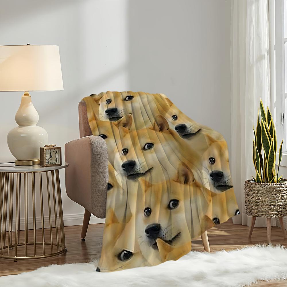 Manta Cheems Doge divertida de franela, cálida y cómoda, manta de felpa suave para sofá,oficina, dormitorio, regalo de viaje