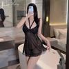 Beautiful yarn neck sling nightdress sexy hot deep V home pure desire sexy lace tulle nightdress women