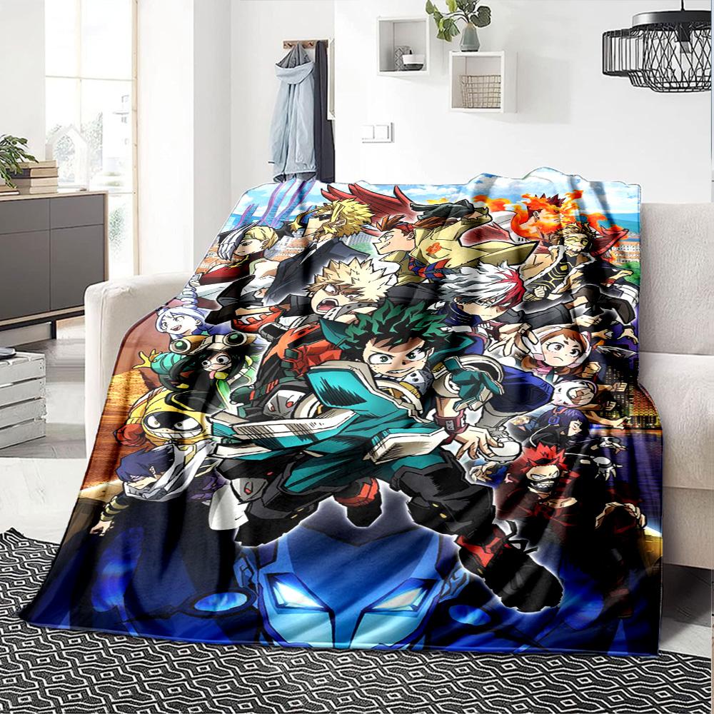 Anime Hero Academia Print Flannel Blanket High Quality Warm Comfortable Cover for All Seasons Perfect for Gifts Home Decor