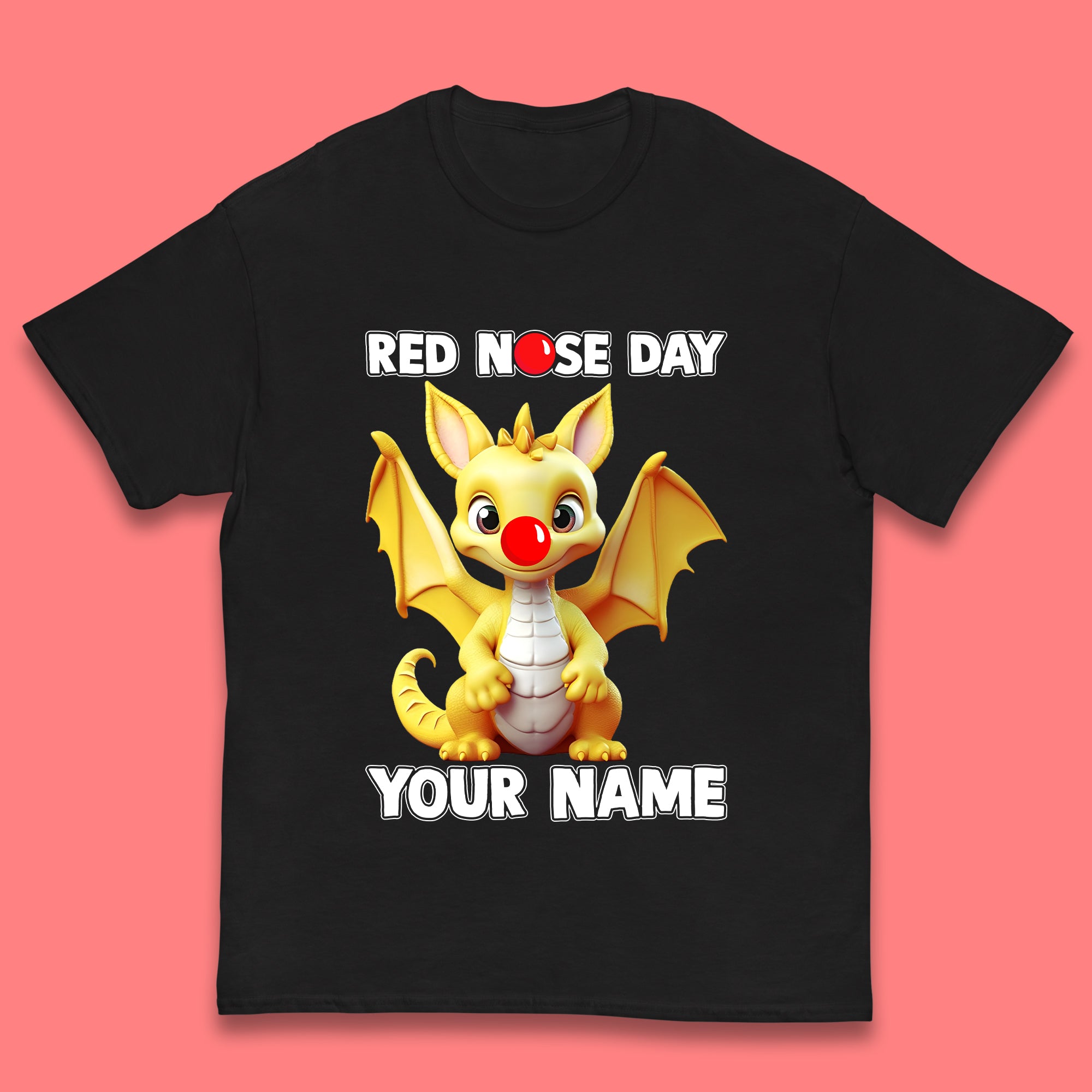 Personalised Dragon Red Nose Day Kids T-Shirt 150