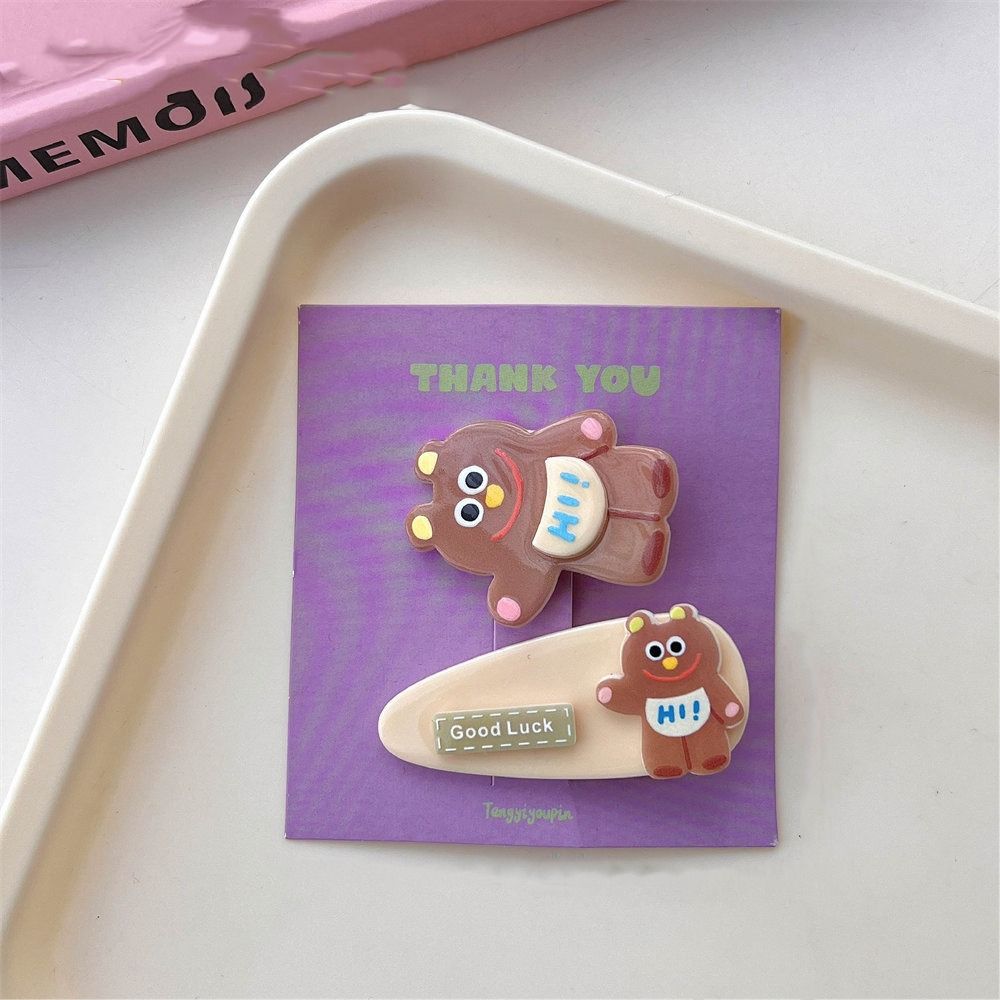 Candy Color Bear BB Clip Animal Cute Barrettes Set Funny Cartoon Mini Hair Clip  Ladies