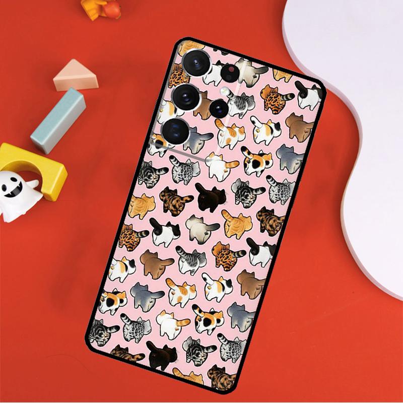 Cute Cat Pattern Kitten Phone Case For Samsung Galaxy S25 Ultra S24 Ultra S9 S10 S20 S21 S22 S24 Plus S23 FE Cover