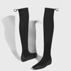 Minimalist wind inner height increase knee boots women's new high elastic bare boots versatile temperament thin boots show thin elastic boots