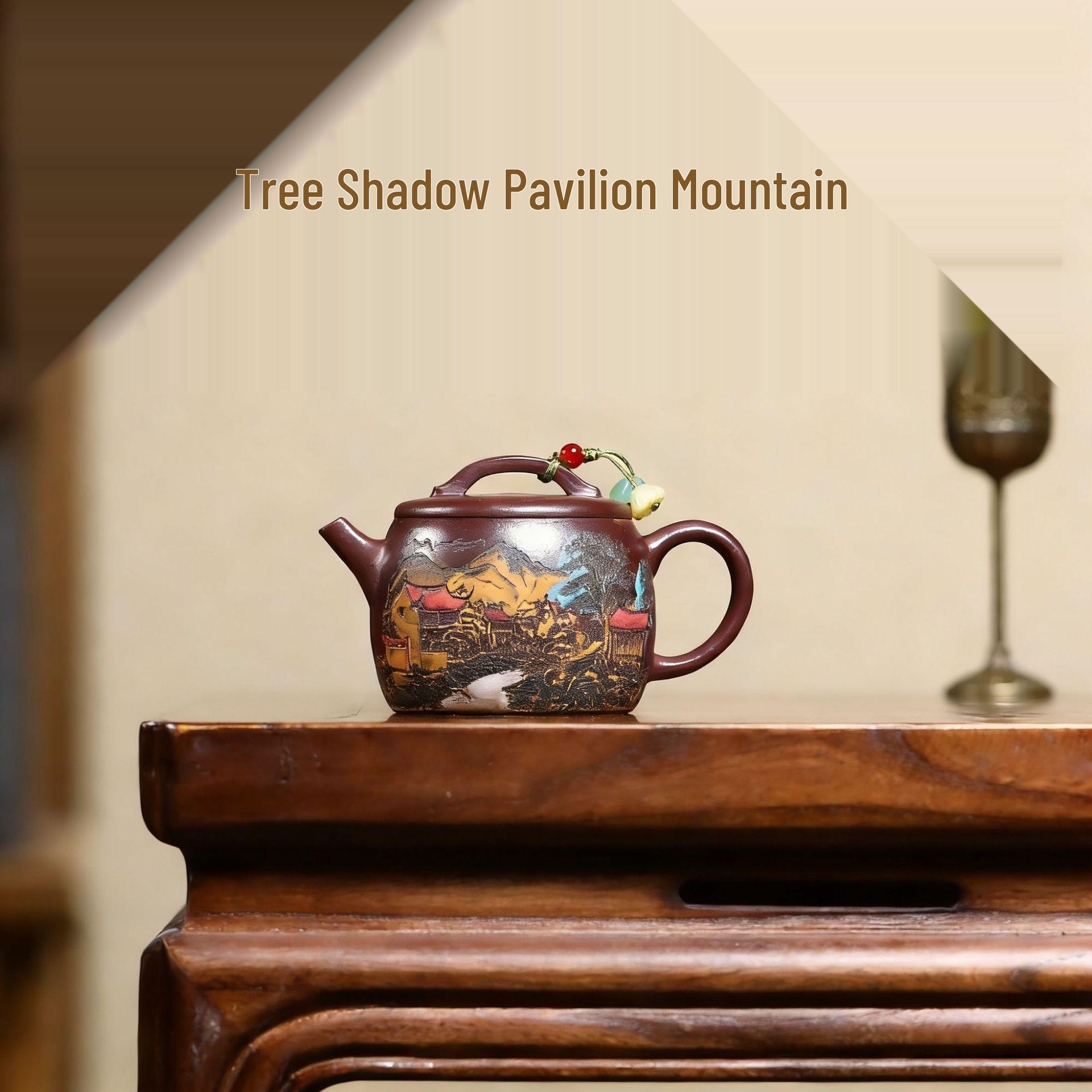 Yixing Zisha Red Clay Tree Shadow Pavilion Teapot - Semi-Handmade High-End Mountain Hanwa Tea Set 140ml