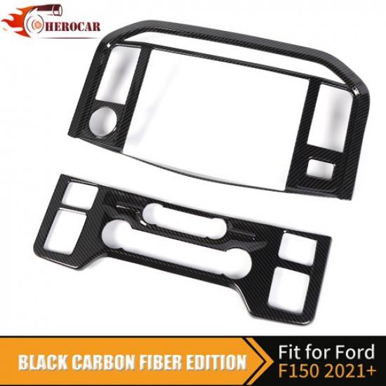 

Carbon Fiber Central Control Panel Cover AC+Navigation Tirm for Ford F150 +