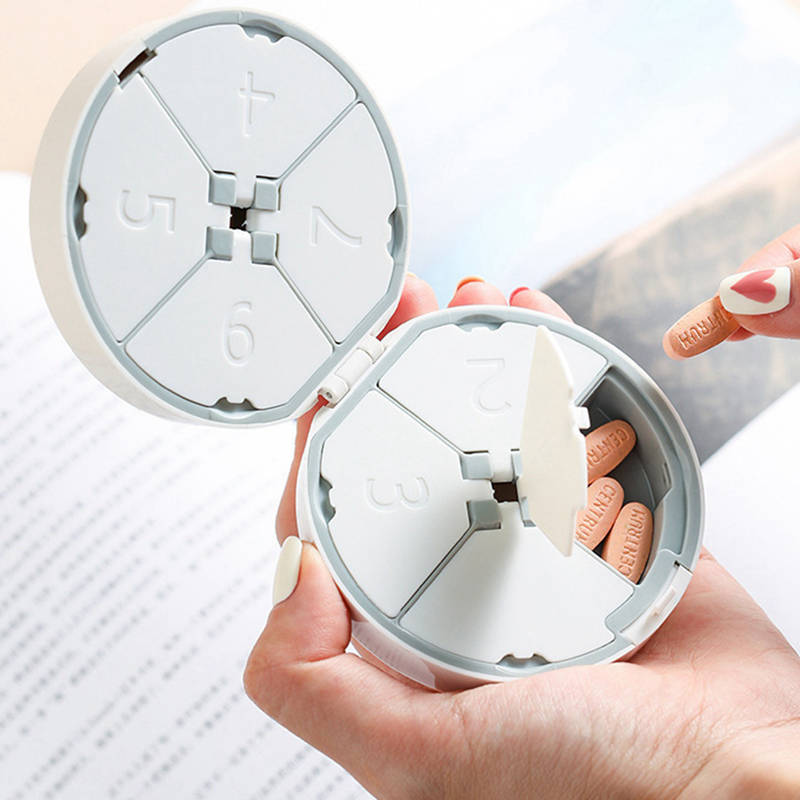 

Разделители футляров для таблеток Еженедельный контейнер для органайзера для таблеток Круглый футляр для разветвителя таблеток