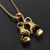 Punk Rock Stainless Steel Gold Silver Balck Chain Necklace Choker Boxing Glove Pendant