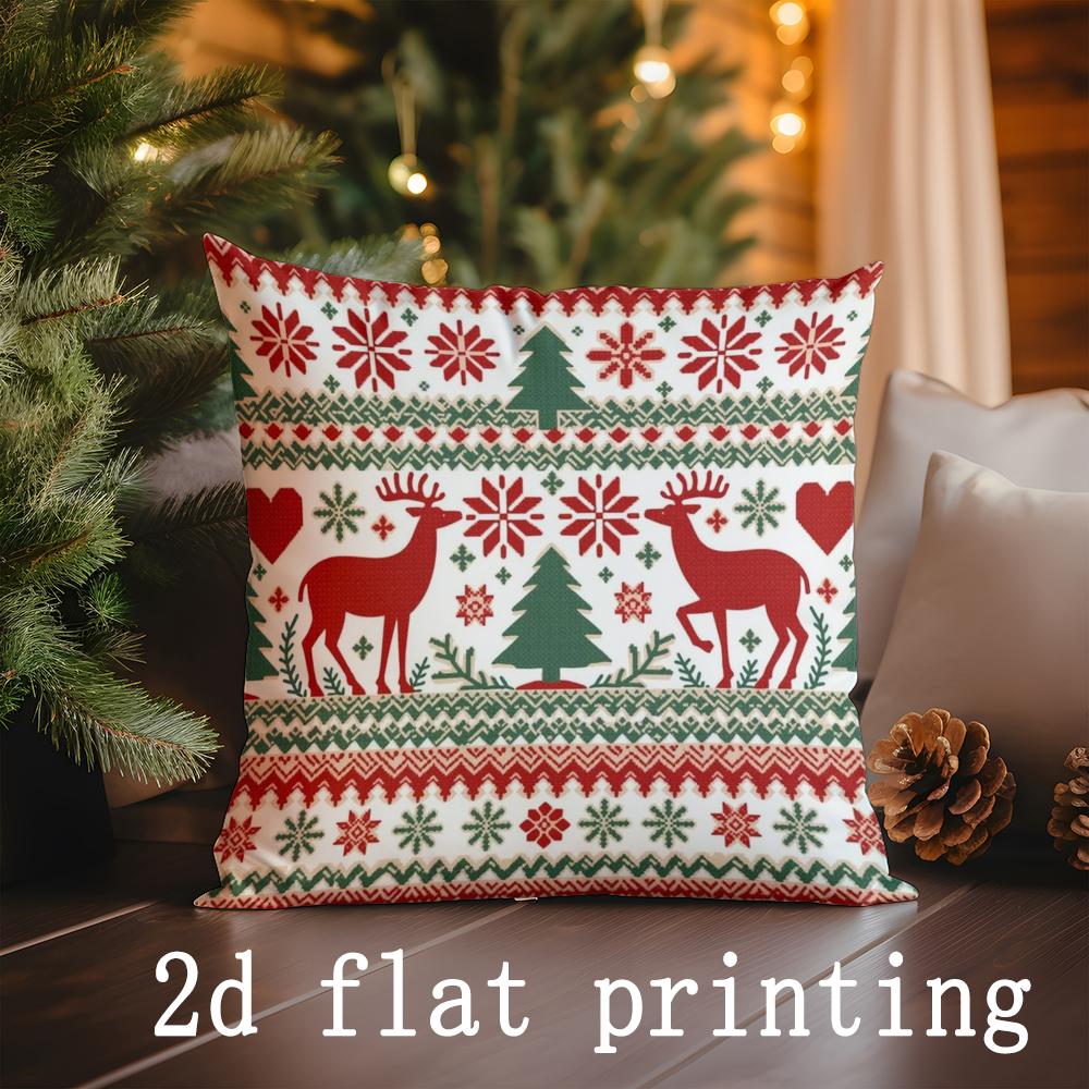 Home Decor Santa and Reindeer Christmas Pillow Suitable For Sofa Bedroom Car Pillow Cover Cushion Rectangular Back Cushion