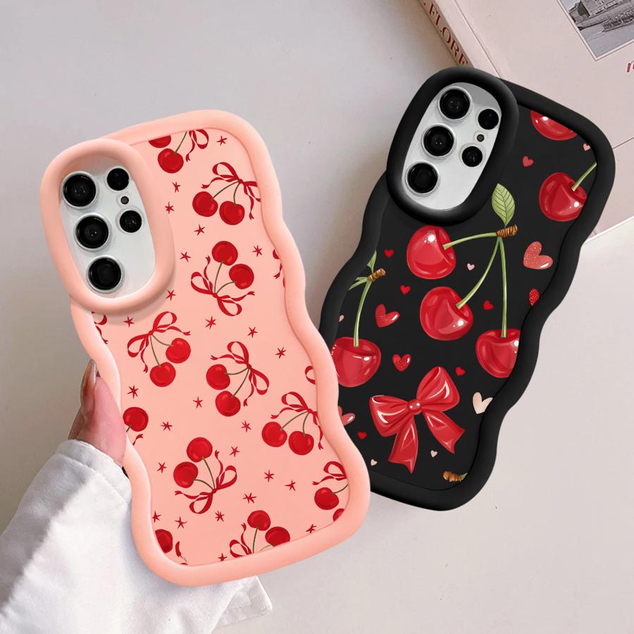 Case for Samsung Galaxy S22 Ultra S21 S23 Plus A25 S25 S24 A26 S20 FE Soft Phone Cover A36 A34 A24 A54 A35 A55 Red Lovely Cherry