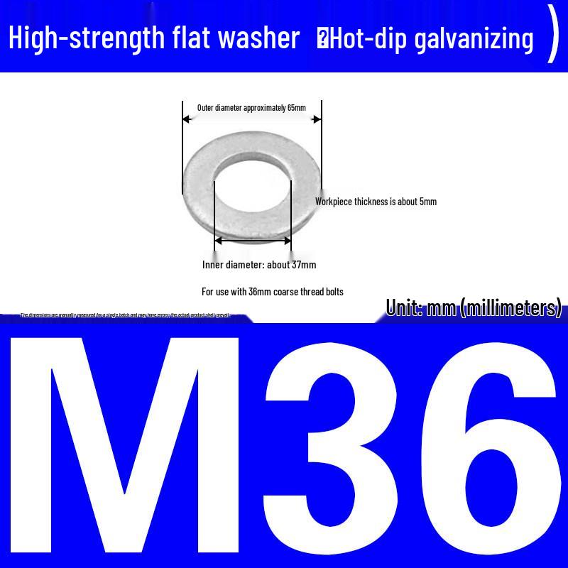 Thickened Hot-Dip Galvanized Washer & Nut Set with Spring Washers, M6-M42