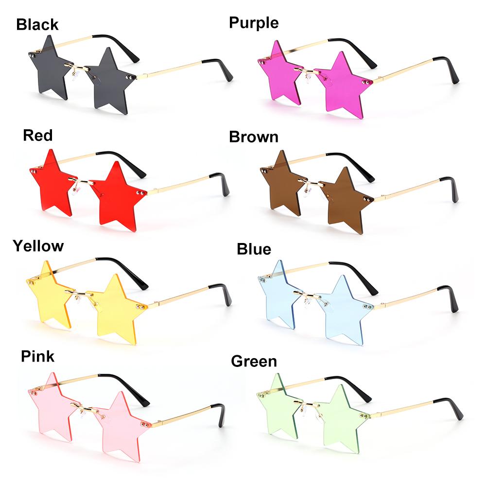1pc Rimless Star Shape Sunglasses Driving Trendy Eyeglasses Women Men Party Glasses Funny Pentagram Eyewear Christmas Decor