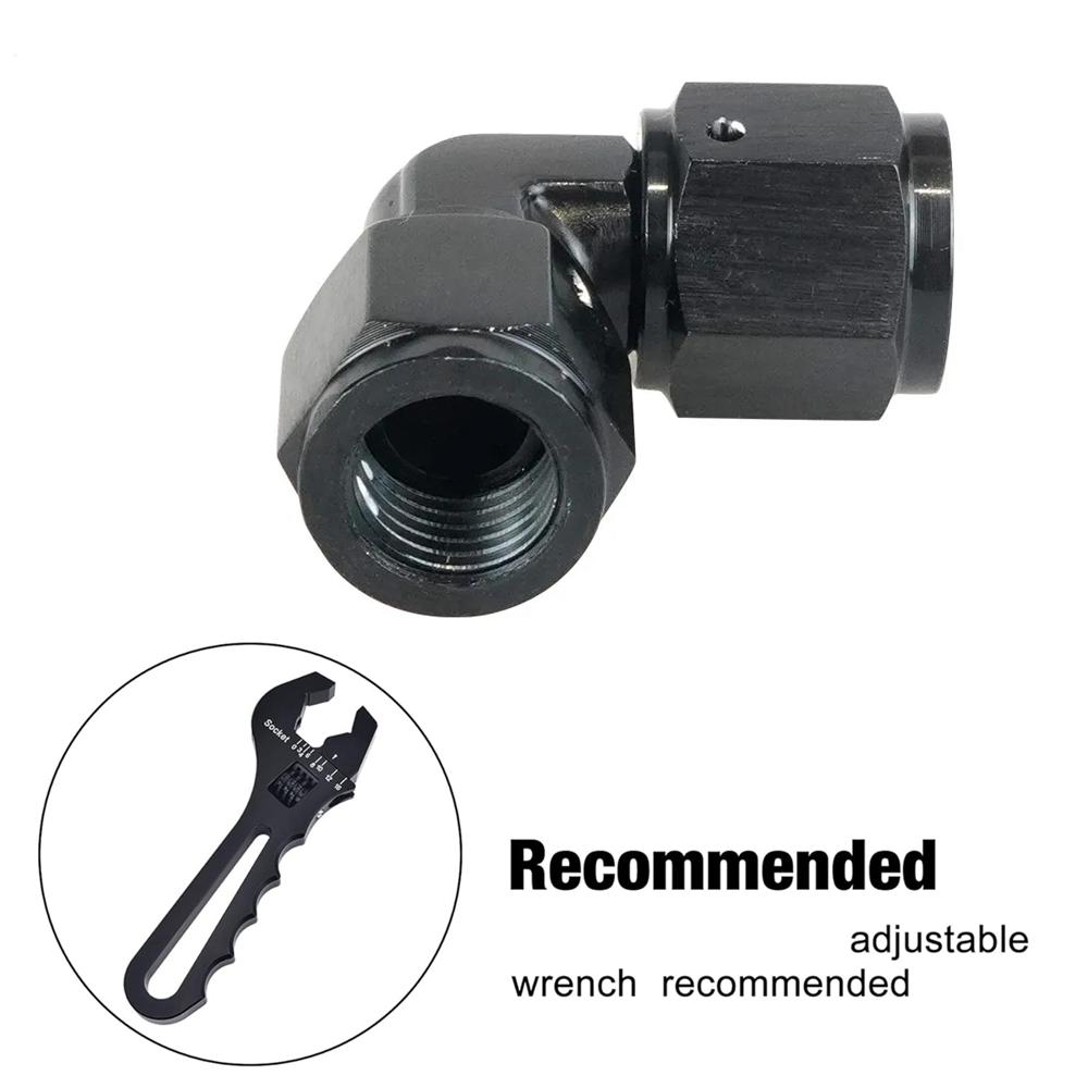 AN10 Female to AN10 Female 90 Degree Swivel Coupler Union Fuel Line Hose Adapter Fittings AN4/AN6/AN8 Aluminum Anodized Black