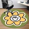 1pc Flower Happy Office Round Area Rug, Under Office Chairs Bedroom Living Room Home Decor, Room Deco, Available In Various Sizes