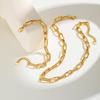 Stainless Steel Rectangular Handmade Chain Necklace for Women,Gold Plated Link Chain Necklaces,Fashion Jewelry Gifts
