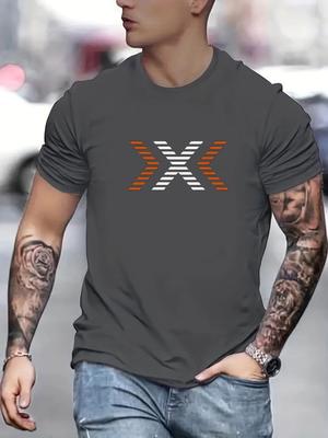 Men's Summer Fashion Pattern 3D Printed Loose Large Casual Round Neck Short Sleeve T-shirt Casual Letter Pattern Tops