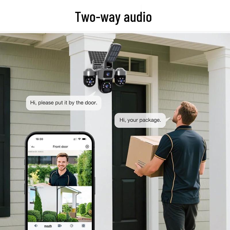 V380 Solar-Powered Wireless Outdoor HD Security Camera with Mobile Remote Control