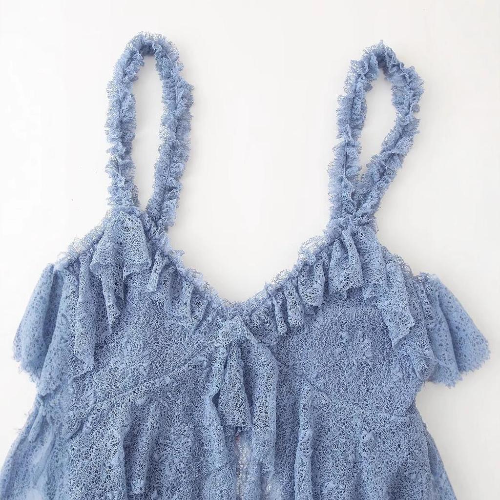 Damski Wiosenny 2025 Europejski i Amerykański Modny Koronkowy Zestaw Kamizelki i Półspódnicy