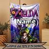 Custom Name Personalized The Legend of Zelda Print Blanket, Home Decor, Bedroom, Sofa, Camping, Couch, Gifts for Birthday Christmas