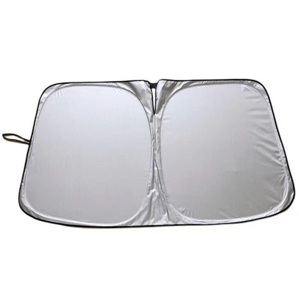 Titanium Silver Car Folding Sun Shade with Storage Bag Car Front Window Sunshade Parking