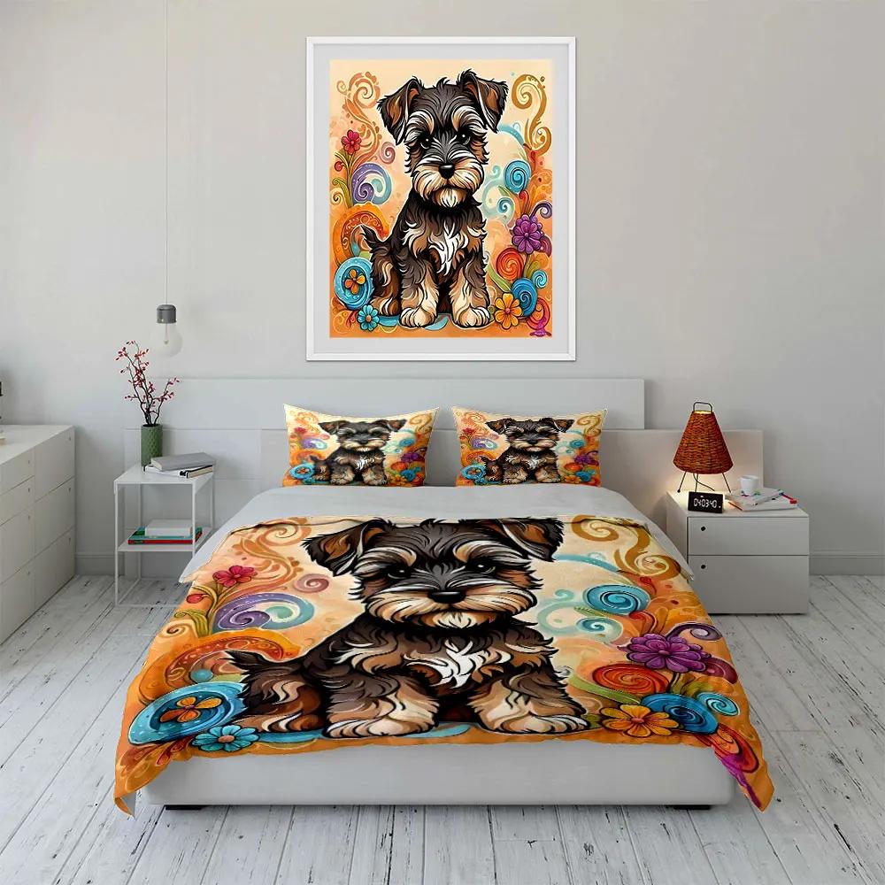Colorful Dog Decor Set Soft Comfortable Duvet Cover Bedding Set Included 1*Duvet Cover & 2*Pillowcases gift