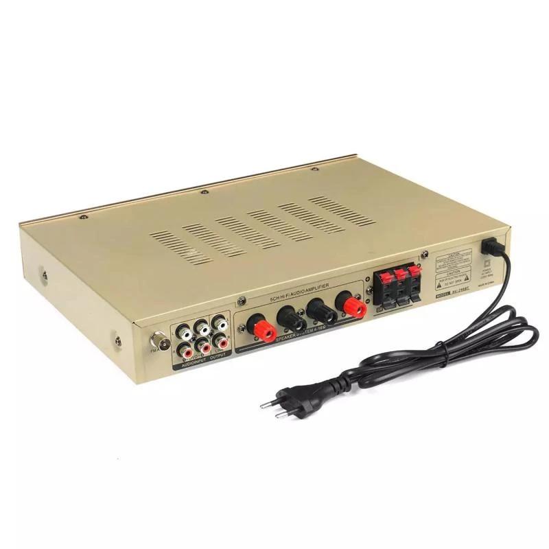 

2200 Вт Bluetooth 5-канальный усилитель мощности HiFi стерео усилитель для динамиков Поддержка FM-радио 2 микрофона USB SD-вход для карты EU plug золотой