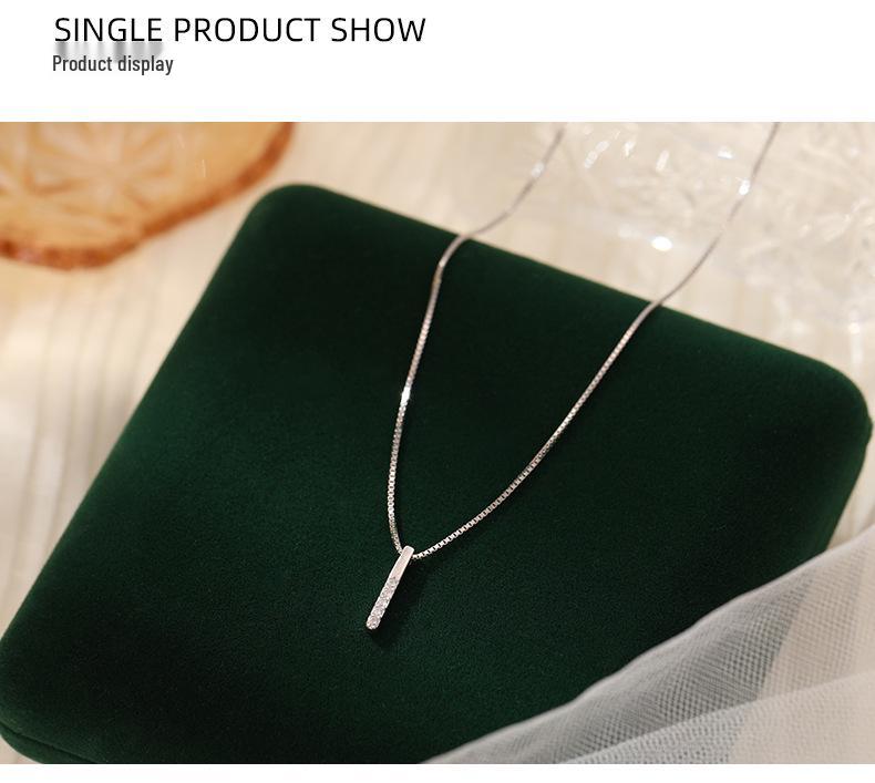 Koreanische Leichte Luxus Zirkon Anhänger Halskette: S925 Sterlingsilber Schlüsselbeinkette, Schlichtes Modedesign