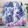 Contemporary Animal Theme Tiger Throw Blanket All-Season Cozy Knitted Blanket High-Definition Digital Printed Cute Tiger Design
