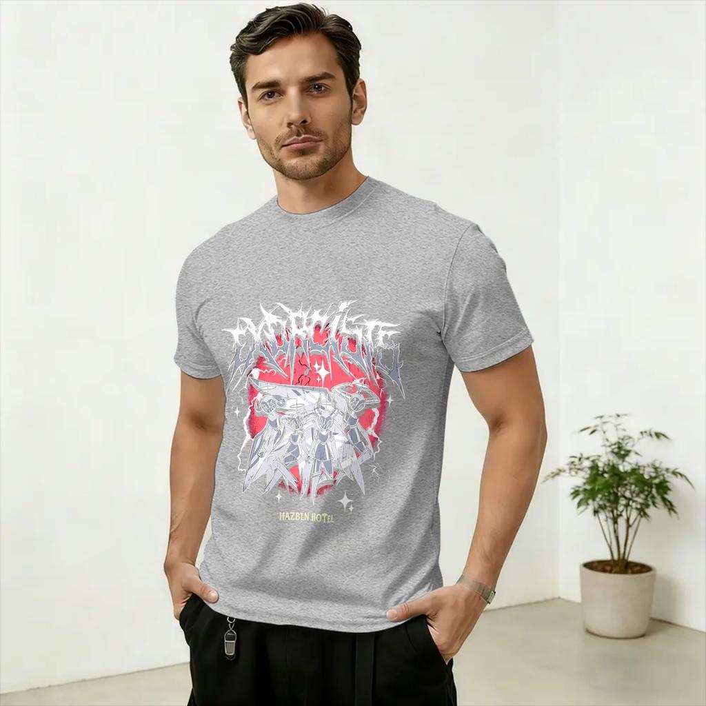 Hazbins Hoteling Vox Solo Metal Cotton T-Shirt For Unisex Summer Y2K Funny T Shirts O-Neck Hippie Tee Shirt Big Size Tops