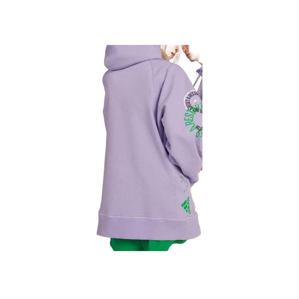 adidas FW22 Logo Solid Color Hoodie With Drawstring And Zipper Women Tops Purple IB5900