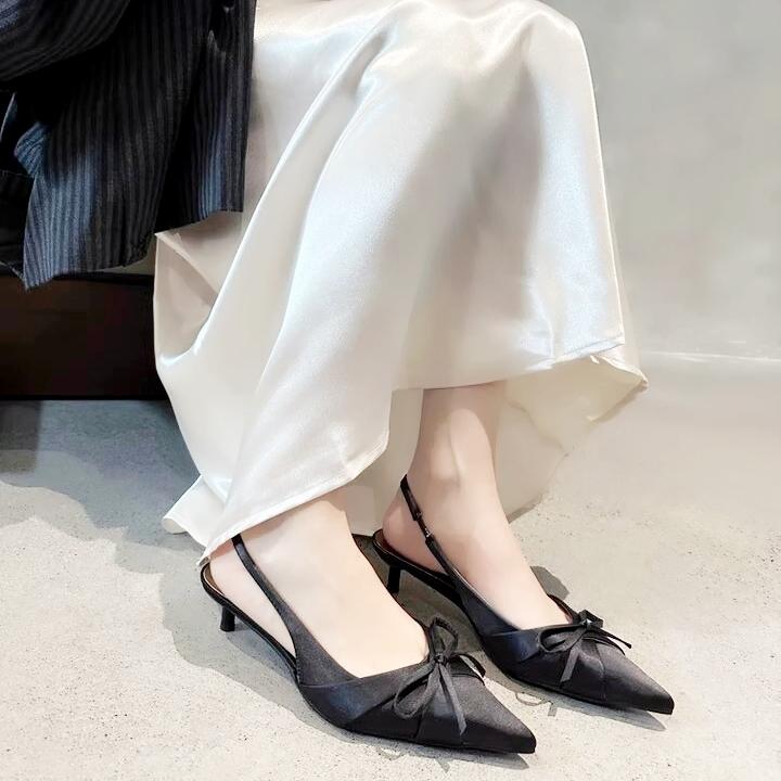 New High Quality Women's Shoes Baotou Women's Sandals Fashion Butterfly-knot Dress Sandals Women New Plus Size Heels Women