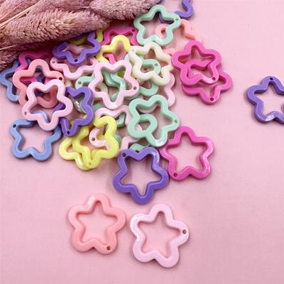 For Necklace Earrings Making 30mm Pentagram Star Pendant 40Pcs Candy Color DIY Jewelry Material Pendants Fashion Acrylic
