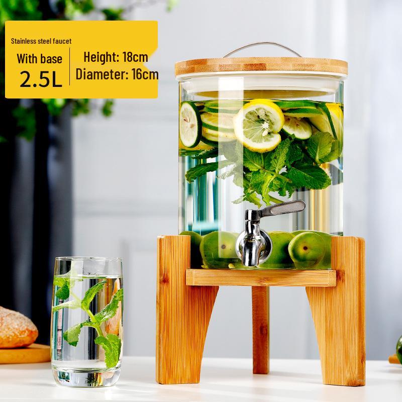 Large Capacity Glass Beverage Dispenser with Faucet for Cold Drinks and Fruit Tea