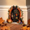 Halloween Vintage Ghost Pumpkin Double-layer Wooden Fairy Door Festive Atmosphere Outdoor Landscaping Decoration Sign Plate