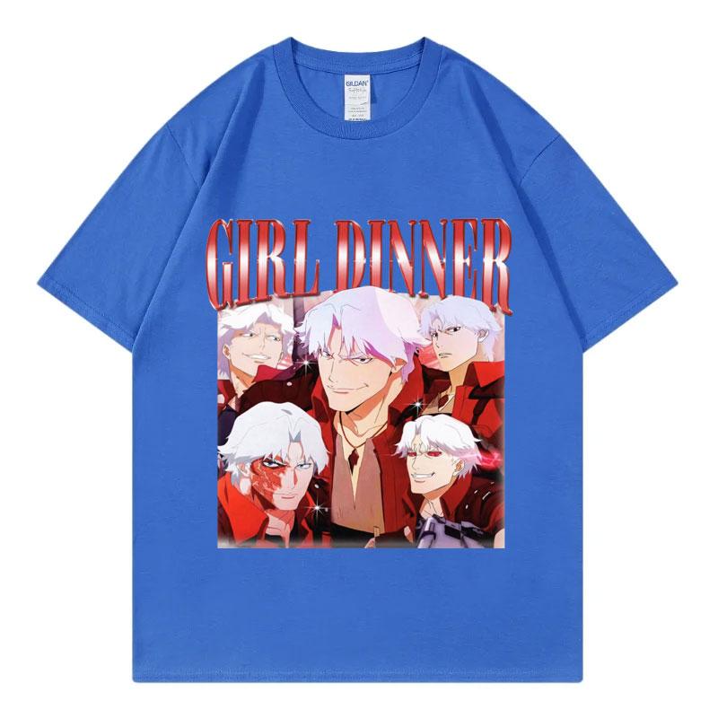 Devil May Cry 2025 Girl Dinner T-Shirt Herren Damen Kleidung Anime Spiel Grafik T-Shirts Gothic Mode Y2k Kurzarm T-Shirts