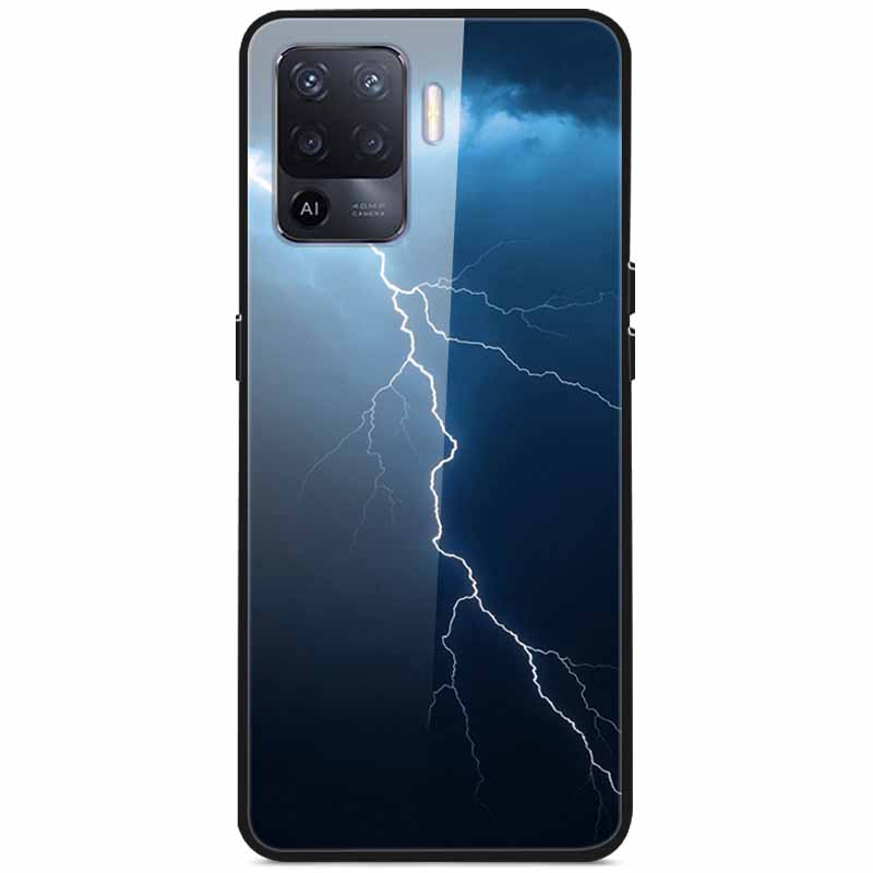 Tempered Glass Case For Oppo Reno5 Lite Hard Back Cover for Oppo Reno 5 Lite Luxury Painted Reno5Lite Funda 6.43'' Shockproof