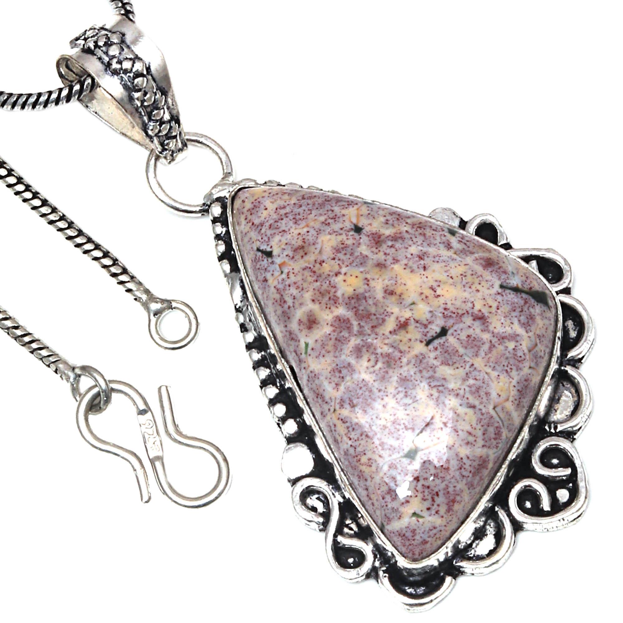 

Подвеска Ocean Jasper Gemstone Handmade Gift For Her Silver Jewelry 2.25