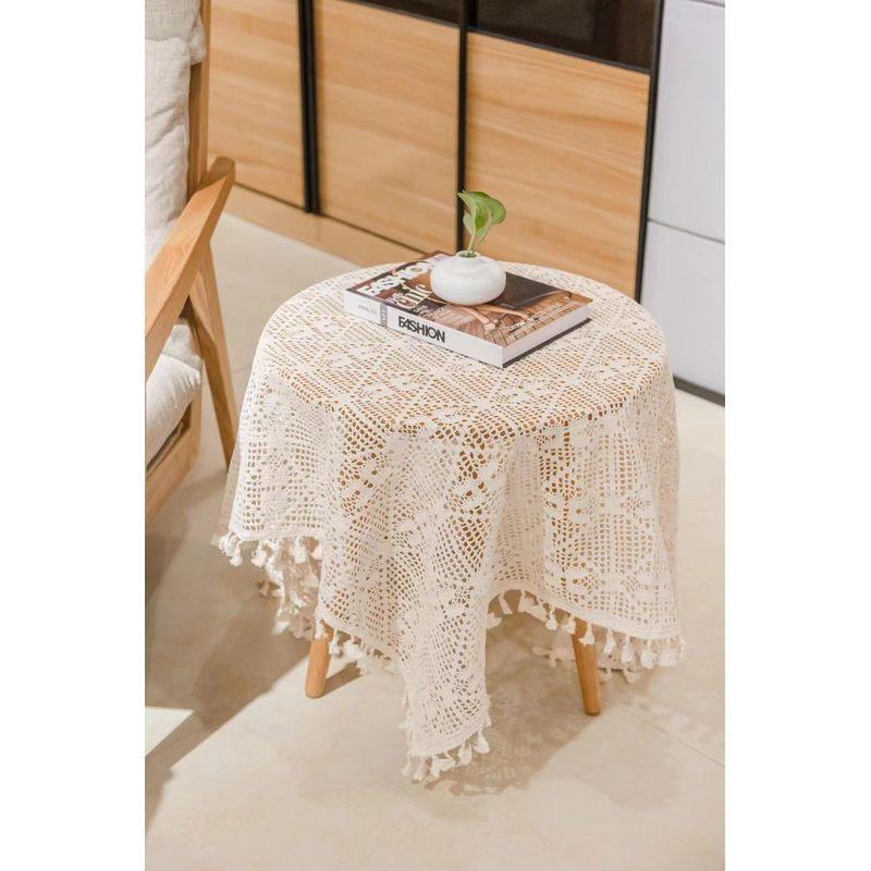 

Scandinavian Weaving Hollow Tablecloth Rectangular round Dining Table Chest of Drawers Cover Towel Tablecloth Home Solid Color Fabric Craft Beige butterfly Tasser 60*120cm (width * length)