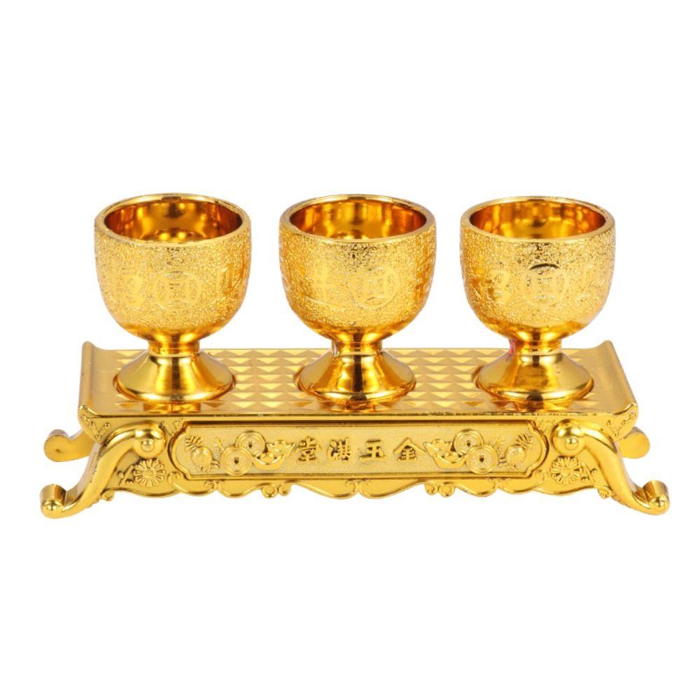 Decorative Golden Temple Cup Household Wine Glasses Altar Cups Tea Pot