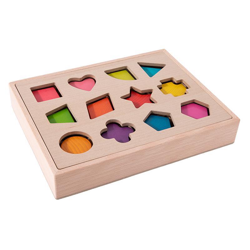 Children's Beech Color Shape Pairing Intelligence Box Geometric Shape Pairing Cognitive Pairing Wooden Educational Toys