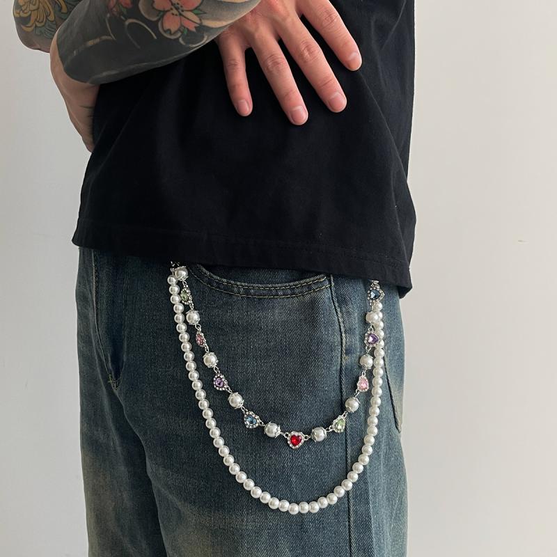 Punk Kreuz Jesus Anhänger Schlüsselanhänger Für Männer Rock Goth Hosen Taillengürtel Geldbörse Tasche Kette Luxus Strassstein Herz Jeans Hosen Kette