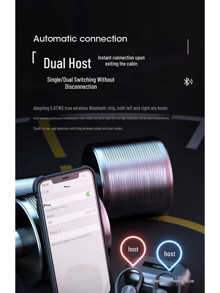 Ear-hook Type-C Wireless Bluetooth Earphones with High-Fidelity, Long Battery Life, and Compact Design for Running