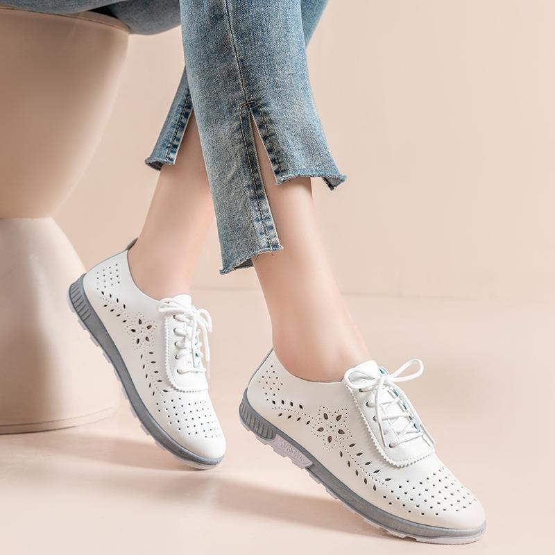 Large size women's shoes women's hollow hole shoes summer sandals breathable soft sole soft surface mesh shoes lightweight women's shoes