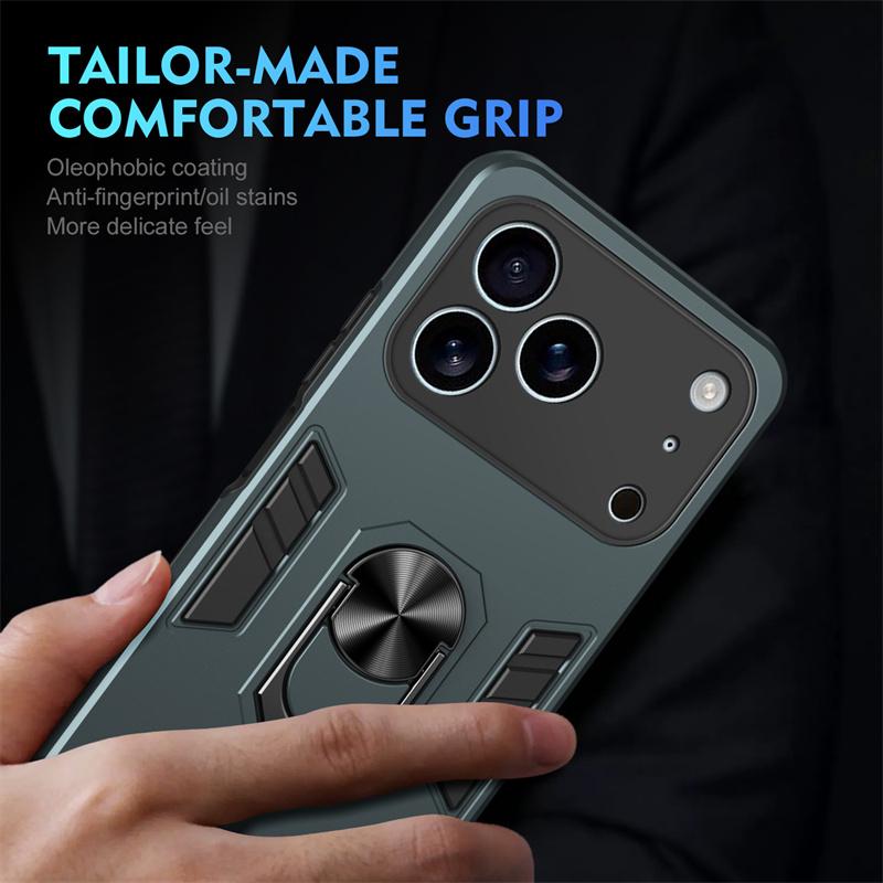 Armor Shockproof Cover Capa Phonecase For iPhone 17 Air 16 15 14 Plus 13 12 17 Pro Case Magnet Ring Stand Holder Funda Coque
