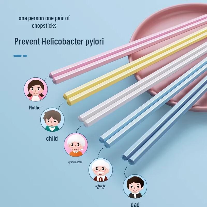 Chui Da Huang 10-Pair 5-Color Cartoon Alloy Chopsticks Set