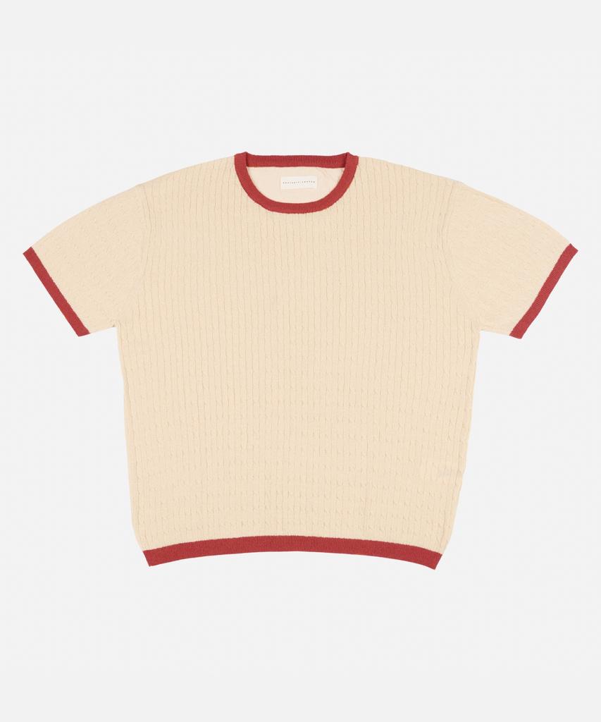 Iseuteuseobiseusyab Ess Ringer Knit Short Sleeve Tee - Beige