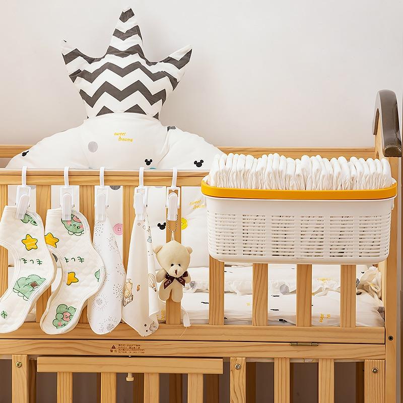 Baby Crib Sundries Storage Baskets Home Feeding Bottle Diapers Organize Box Bibs Clip Bedside Plastic Small Items Storage Basket